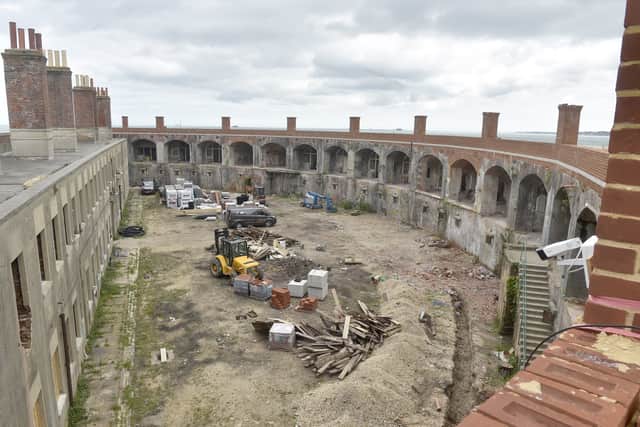 Work is ongoing at Fort Gilkicker which is being transformed into housing. Picture taken in summer 2025.
Picture: Sarah Standing (100625-4374)