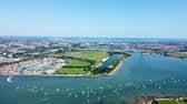 Royal Navy divers, based at Horsea Island in Portsmouth, were deployed to destroy a "high-explosive projectile" in the ports of Jersey. Pictured: Views of Horsea Island, Port Solent and beyond.