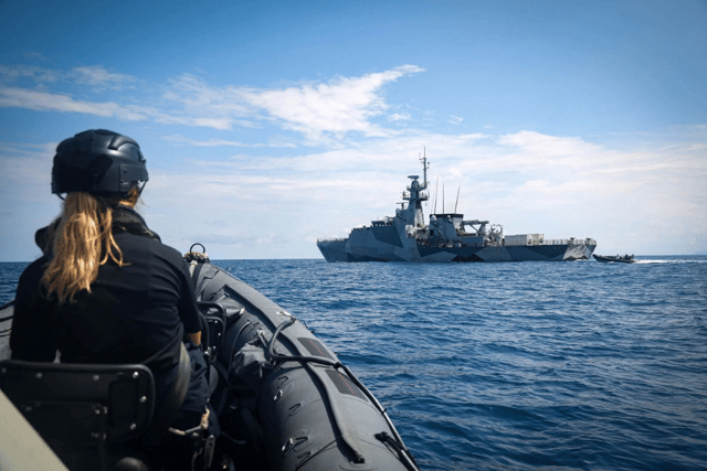 HMS Spey conducting patrols in the Indo-Pacific.
