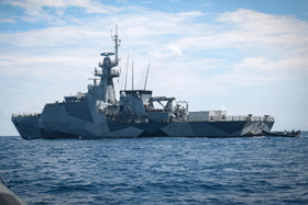HMS Spey, a Royal Navy vessel, joined forces with the Japanese naval forces to enforce sanctions against North Korea.