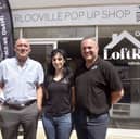 LoftRobe have become the latest inhabitants of the pop up shop in Wellington Way, Waterlooville. Pictured is: (l-r) Stuart Knight, MD of Cherrytech Group, Stephanie Farrugia, director at LoftRobe and James Eames, MD of LoftRobe. 