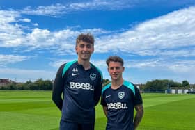 Pompey pair and childhood Sydney FC pals Hayden Matthews and Adrian Segecic. Pic: Portsmouth FC