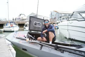 Angus Collins launched his record-breaking attempt from Portsmouth