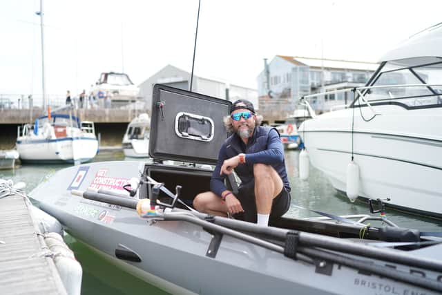 Angus Collins launched his record-breaking attempt from Portsmouth