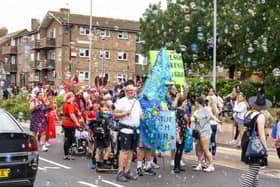 Paulsgrove Adventure playground crew take to the street parade with bubbles and fun for the young people
Pictured by Alec Chapman