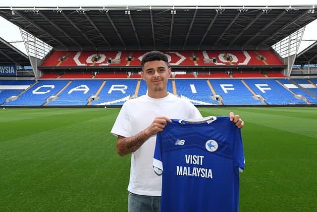 Alex Robertson after signing for Cardiff. Pic: Cardiff FC