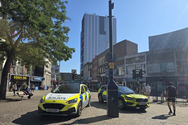 Police in Commercial Road on Monday