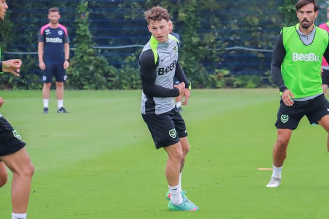 Adrian Segecic trains with his new team-mates at Pompey's Hilsea training ground. Picture: Habibur Rahman