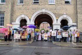 Teachers at Portsmouth Grammar School have gone on strike following an ongoing row regarding pensions. 

Pictured: Teachers and National Education Union reps at Portsmouth Grammar School

Picture: Habibur Rahman