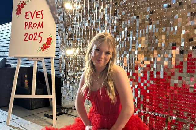 Eve Wilson in her prom dress