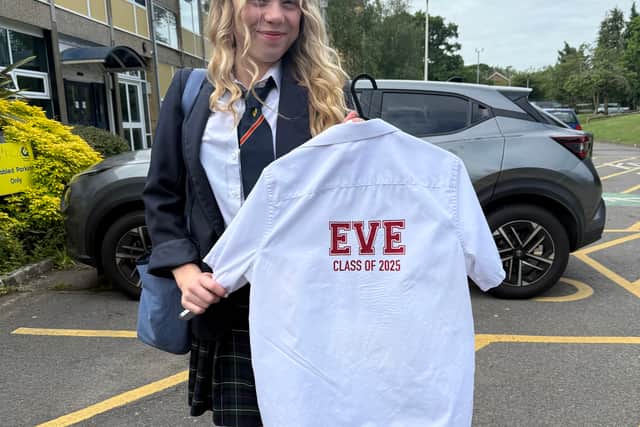 Eve outside Crookhorn College