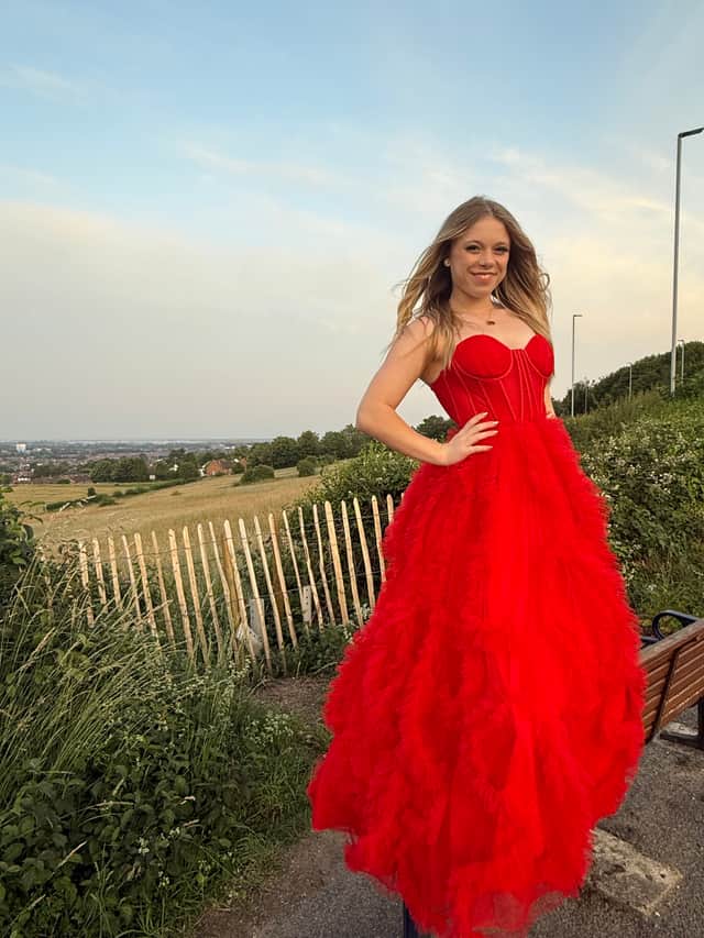 Eve Wilson in her prom dress