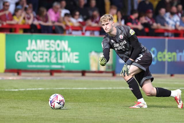 Toby Steward in action for Crawley Town last season