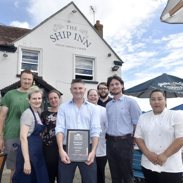 The Ship Inn in Langstone Road, Langstone, has been awarded the best pub in Hampshire.

(l-r) Jake Handley, operational support, Luda Tryhubb, kirchen assistant, Katie Worrall, sales, events and weddings manager, Mark Dawson, general manager, Liani Van Der Berg, head chef, Jack Thorne, front of house, Kaelan Gilder, supervisor, and Pramila Gurung, junior sous chef.
