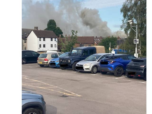 Picture of smoke rising above Petersfield as fire crews tackled the blaze in Lavant Street.