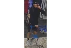 Police have released the image of a man they would like to speak to after £200 of meat and alcohol, were stolen from Tesco in Bursledon.