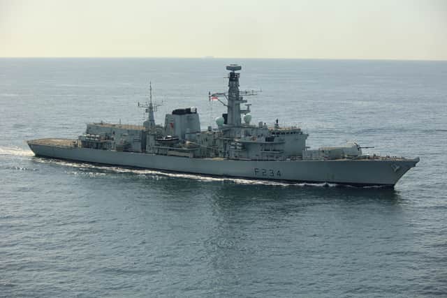 HMS Iron Duke and other Royal Navy assets were deployed from Portsmouth to stalk several Russian ships sailing in British waters. Pictured; HMS Iron Duke