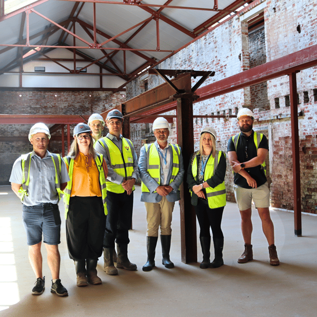 Photo: Chris Sheehan (Imperial Homes), Lisa Wadhams (VIVID), Richard Paine (Imperial Homes), Tristan Samuels (VIVID), Councillor Fred Birkett (Fareham Borough Council), Robyn Lyons (Fareham Borough Council), and Ben Olds (Imperial Homes).
