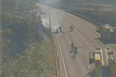 A vehicle fire has forced two lanes of the M3 to be closed.