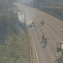A vehicle fire has forced two lanes of the M3 to be closed.