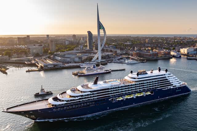 Ritz-Carlton cruise ship visiting Portsmouth