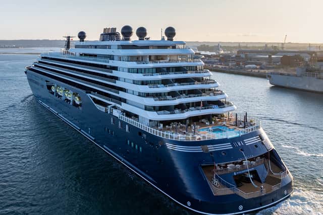 Ritz-Carlton luxury cruise ship visits Portsmouth.