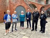 Stephen Morgan with police and local business at the Hot Walls