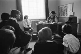 Dorothy Masterman, headteacher of Hilsea School, Portsmouth,with some of her pupils in September 1965