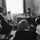 Dorothy Masterman, headteacher of Hilsea School, Portsmouth,with some of her pupils in September 1965