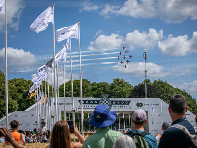 Crowds watched the Red Arrows display at Goodwood
Picture: Habibur Rahman
