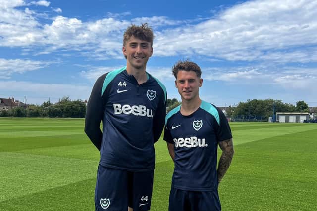 Hayden Matthews, left, and Adrian Segecic right. Pic: Portsmouth FC