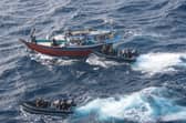 HMS Lancaster seized £30m worth of narcotics during a major drugs bust in the Arabian Sea in May of this year. Pictured: Royal Marines of 42 Commando boarding the suspect vessel, pouncing on a dhow which had 80 packages of narcotics on board.