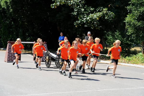Inspired schoolchildren from Years 4-6 at Crofton Anne Dale Federation in Stubbington, performed a mock junior field gun run for armed forces veterans at Admiral Jellicoe House in Southsea on Thursday, July 10, 2025.