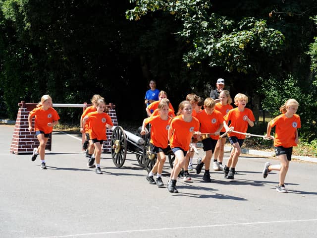 Inspired schoolchildren from Years 4-6 at Crofton Anne Dale Federation in Stubbington, performed a mock junior field gun run for armed forces veterans at Admiral Jellicoe House in Southsea on Thursday, July 10, 2025.