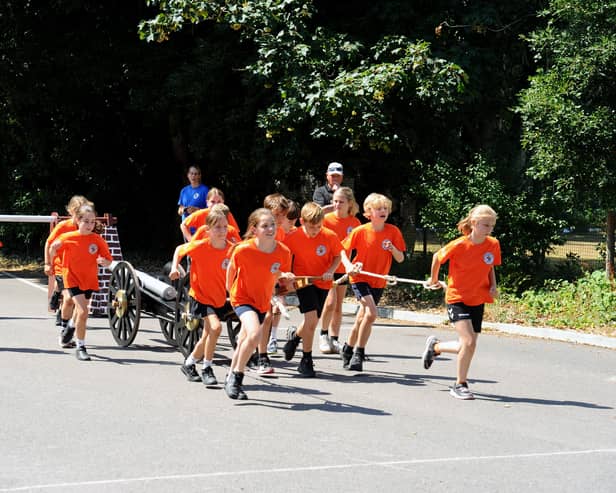 Inspired schoolchildren from Years 4-6 at Crofton Anne Dale Federation in Stubbington, performed a mock junior field gun run for armed forces veterans at Admiral Jellicoe House in Southsea on Thursday, July 10, 2025.