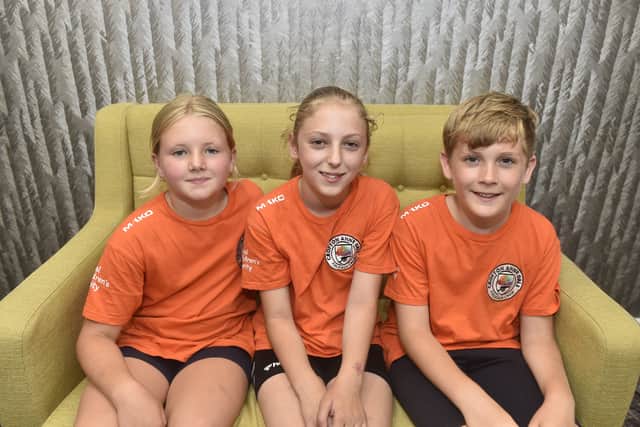 Pictured is: (l-r) Ruby Richards (9), Lizzie Coles (11) and Bertie Varney (10).
