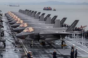 The public spending watchdog said the F-35 programme is providing a disappointing return for taxpayers money, with problems including delays, equipment shortages and lock of pilots and engineers. Pictured: F-35B fighter jets on the Royal Navy flagship HMS Prince of Wales.