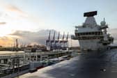 HMS Queen Elizabeth will be leaving Portsmouth tomorrow (July 15) after spending a long period of time at Portsmouth Naval base. Pictured: HMS Queen Elizabeth berthed in Hamburg last year.
