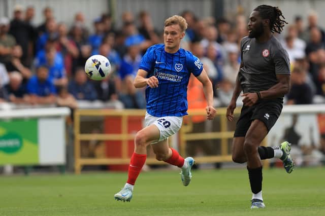 Thomas Waddingham leads a Pompey attack in their 2-0 victory over Woking. Picture: Simon Roe/ProSportsImages
