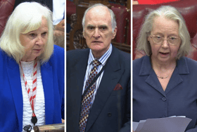 Peers in the House of Lords have demanded that housing protections for civilian renters should be passed on to armed forces personnel living in military housing. The government was defeated in a vote. From L: Housing minister Baroness Taylor of Stevenage, Lord Stirrup and Baroness Grender.