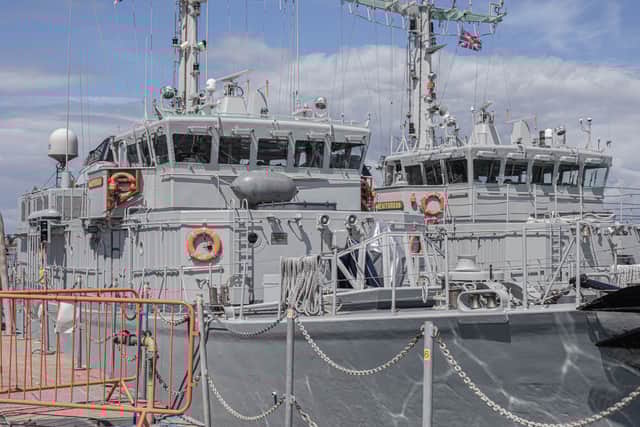 UNS Mariopol and Melitopol alongside HMNB Portsmouth.