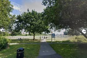 An investigation has been launched after a woman was discovered unconscious in a Gosport park.