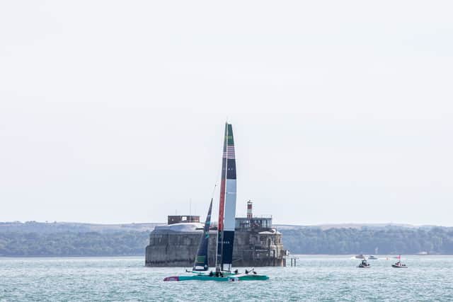 Racers were out on the Solent this afternoon for practice before strong winds saw it abandoned