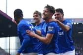 Pompey forward Callum Lang, centre right, has been linked with a move to Preston North End