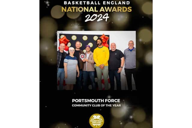 Portsmouth Force celebrate being named community club of the year by Basketball England.