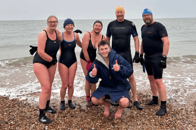 Members of Sue's Swim Club at Eastney beach. They are concerned over rising water pollution in Portsmouth.