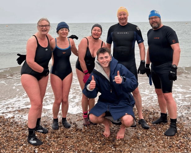 Members of Sue's Swim Club at Eastney beach. They are concerned over rising water pollution in Portsmouth.
