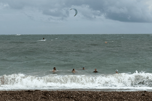 Swimmers at Eastney beach.