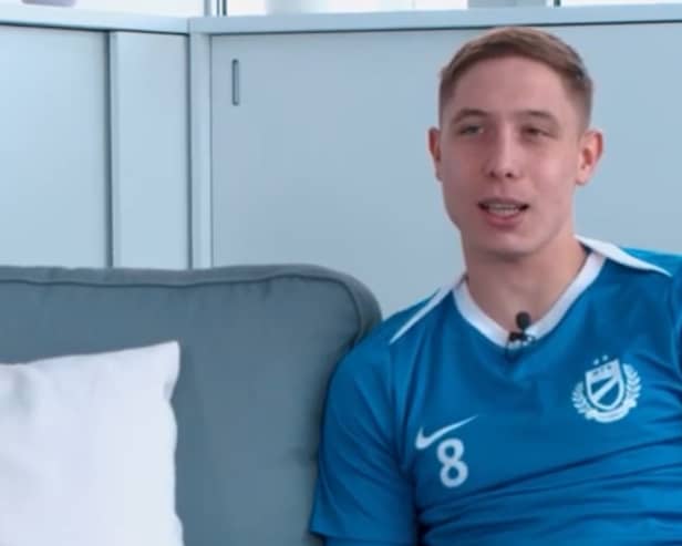Pompey-bound midfielder Mark Kosznovszky during his interview with MTK Budapest's in-house media team in April