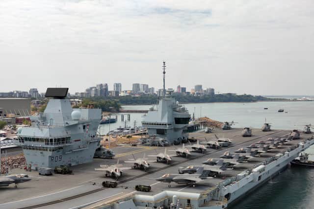 The visit marks the first time a Queen Elizabeth-class aircraft carrier has visited Australia, and the first Royal Navy aircraft carrier since 1997.